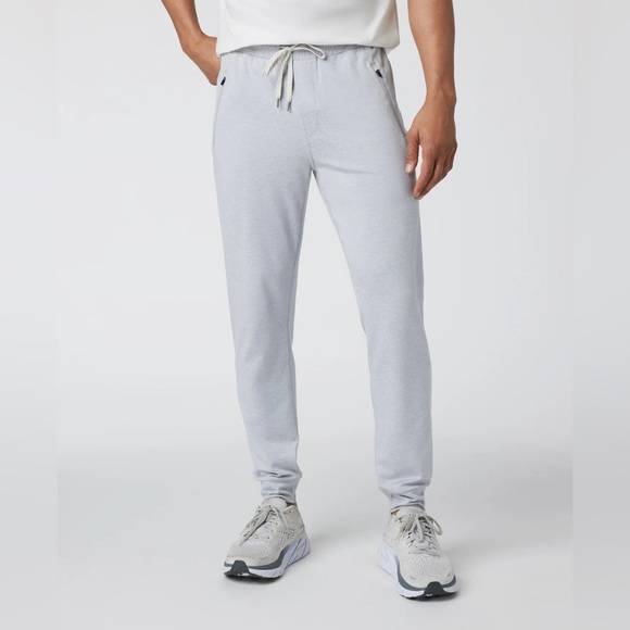 Vuori Mens Ponto Performance Joggers Platinum Light Grey Heather Size Large V438